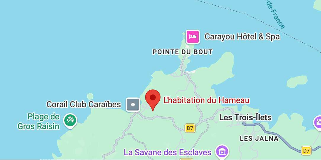 Carte : L'Habitation du Hameau, entre la Pointe du Bout et le bourg des Trois-Îlets